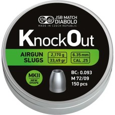 Пули пневматические JSB Diabolo Knock Out Slugs 2,17 г 6,35 мм 150 шт/уп