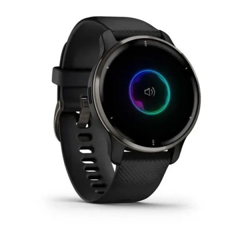 Смарт-годинник Garmin Venu 2 Plus чорний з графітовим безелем і силіконовим ремінцем