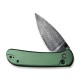 Ніж складаний кишеньковий Civivi Qubit, (7.6 см) Damascus / Aluminum темно-зелений