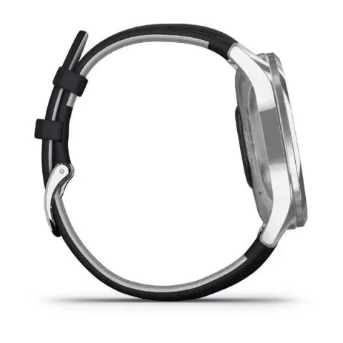 Смарт-годинник Garmin vivomove Luxe зі сріблястим корпусом та темно-синім ремінцем