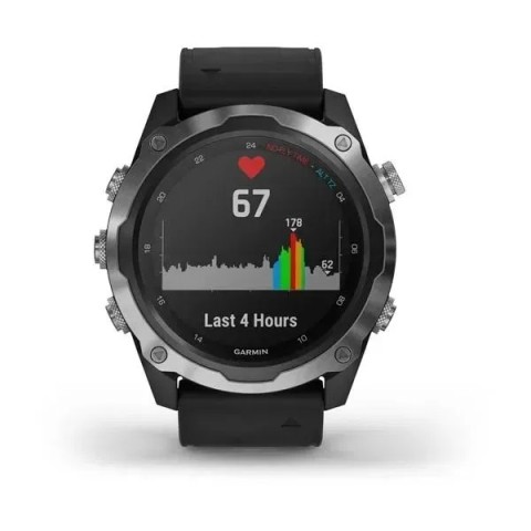 Смарт-годинник Garmin Descent Mk2 з нержавіючої сталі з чорним ремінцем