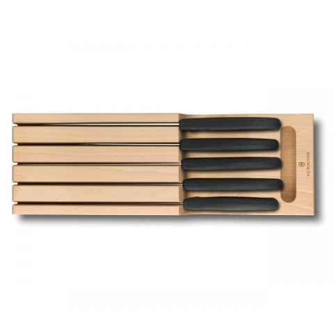 Набір кухонний Victorinox Fibrox In-Drawer 5шт з чорн. ручкою з підставкою (5 ножів)
