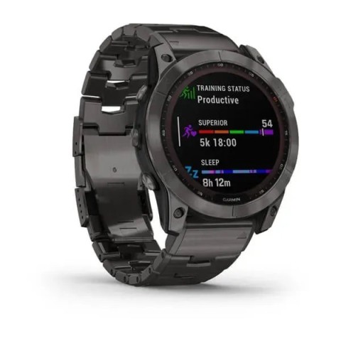 Смарт-годинник Garmin fenix 7X Sapphire Solar карбоново-сірий титановий DLC з титановим вентильованим браслетом