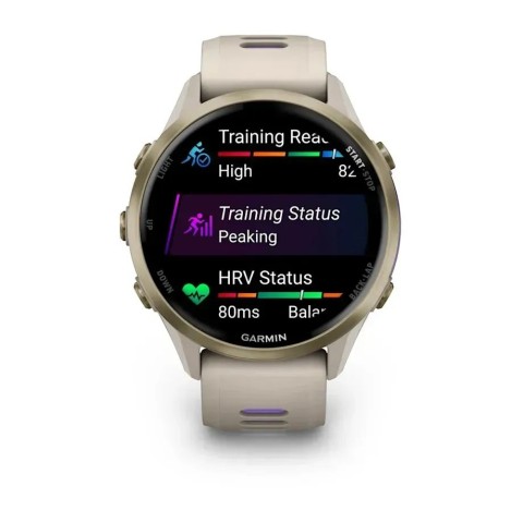 Смарт-годинник Garmin Forerunner 970 золотистий титан французький сірий/індиго
