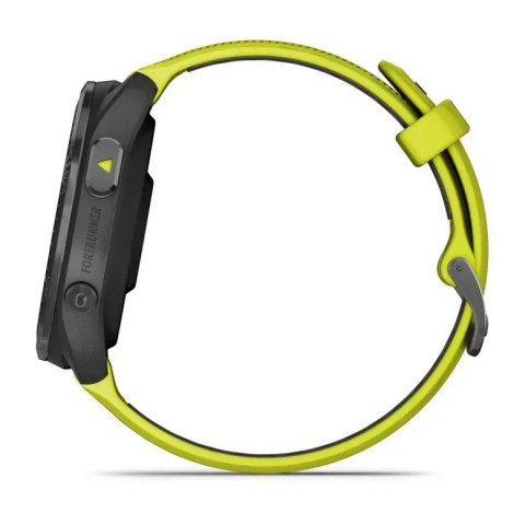 Смарт-годинник Garmin Forerunner 965 з карбоново-сірим титановим безелем, чорним корпусом та жовтим/чорним силіконовим ремінцем