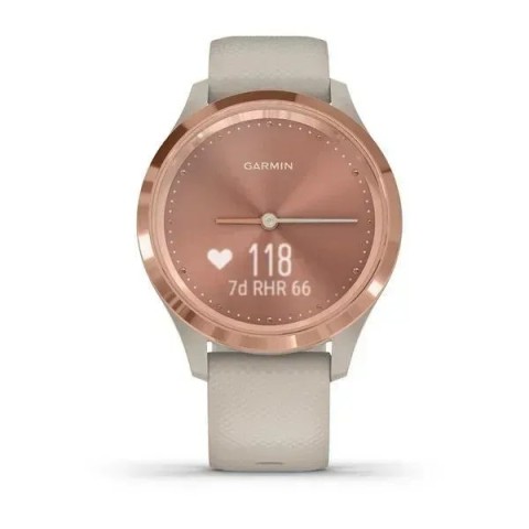 Смарт-годинник Garmin vivomove 3S з рожево-золотистим безелем та світло-пісочним ремінцем