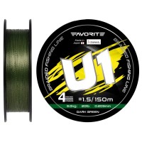 Шнур Favorite U1 PE 4x 150m (dark green) #1.5/0.209mm 20lb/9.0kg