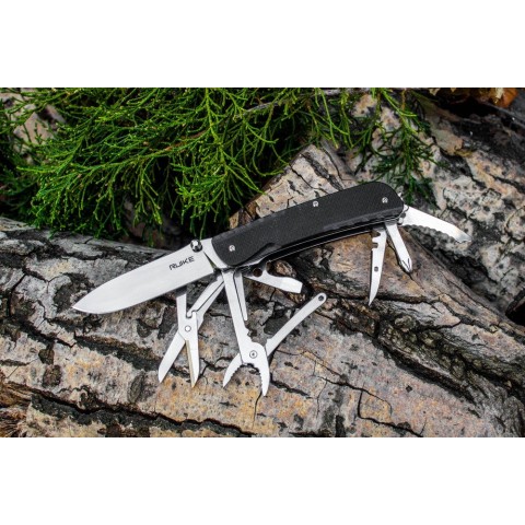 Багатофункціональний ніж Ruike Trekker LD41-B, (8.5 см) 12C27 / G10 чорний, 22 інстр.
