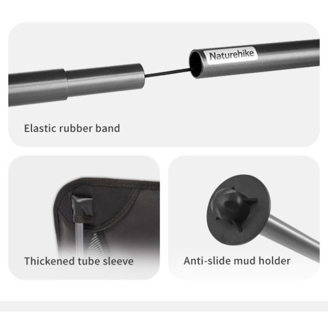 Стілець складаний ультралегкий Naturehike Stellaluna L04 CNK2450JJ015, розмір М, алюміній, сірий