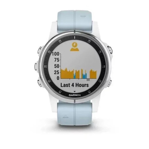 Смарт-часы Garmin fenix 5S Plus белые с серо-голубым ремешком