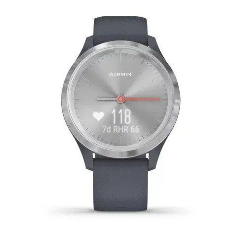 Смарт-годинник Garmin vivomove 3S зі сріблястим безелем та гранітно-синім ремінцем