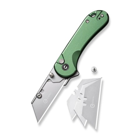 Ніж трапеція складаний кишеньковий Civivi Elementum Utility, (5.8 см) 6Cr13 / Aluminum зелений