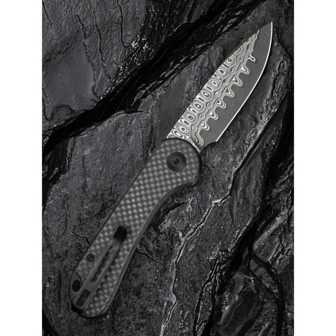 Ніж складаний кишеньковий Civivi Elementum Slip Joint, (7.5 см) Damascus / Carbon Fiber сірий