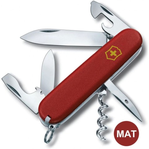 Ніж Victorinox Spartan Mat 91мм,12функ,черв.мат,штоп,жовт.лого