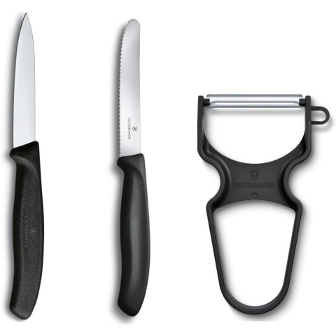 Набір кухонний Victorinox SwissClassic Paring Set 3шт з чорн. ручкою (2 ножа, овочечистка Rapid) у подар.упак.