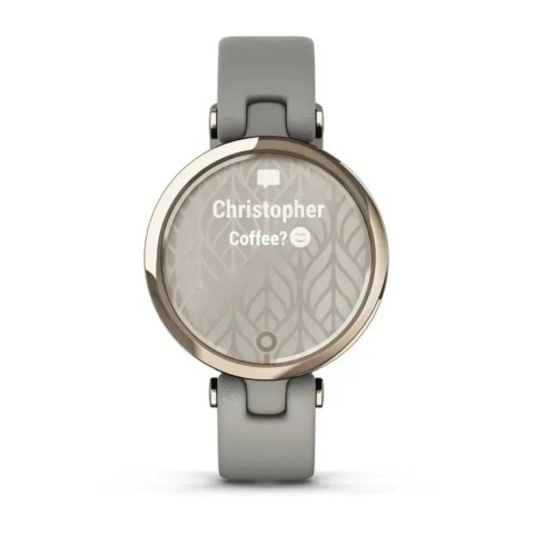 Смарт-часы Garmin Lily Classic с кремово-золотистым безелем, серым корпусом и итальянским кожаным ремешком