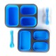 Ланчбокс складаний з кришкою-засувкою та ловилкою блакитний СИЛА (350 мл/350 мл/650 мл))