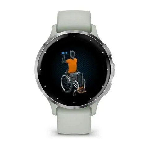 Смарт-годинник Garmin Venu 3s шавлієво-сірий зі сріблястим сталевим безелем і силіконовим ремінцем