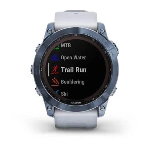 Смарт-годинник Garmin fenix 7X Sapphire Solar мінерально-синій титановий DLC з ремінцем кольору білого каменю