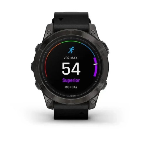 Смарт-годинник Garmin epix Pro Gen 2 Sapphire Edition (47мм) карбоново-сірий титановий DLC з чорним шкіряним ремінцем