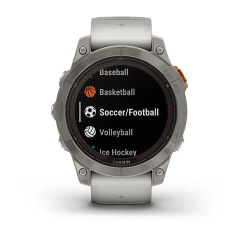 Смарт-часы Garmin fenix 7 Pro Sapphire Solar Edition титановые с туманно-серым/темно-оранжевым ремешком