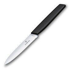 Нож кухонный Victorinox Swiss Modern Paring 10 см, серрейтор, чёрный