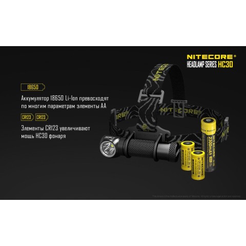 Фонарь налобный Nitecore HC30w (теплый свет)