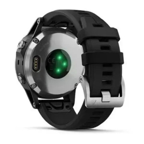 Смарт-часы Garmin fenix 5 Plus серебристые с черным ремешком