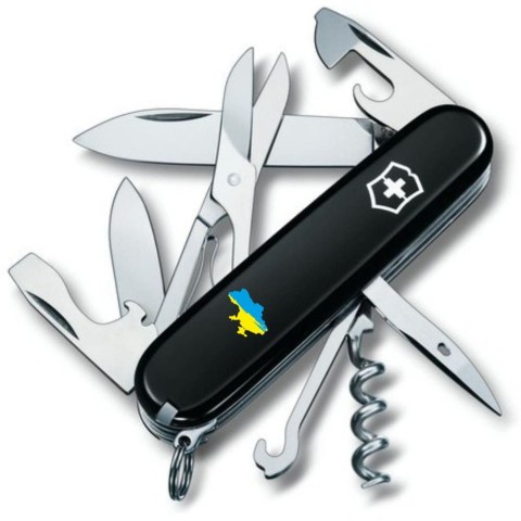 Ніж Victorinox Climber Ukraine 91мм,14функ,чорн ,Мапа України син-жовт.