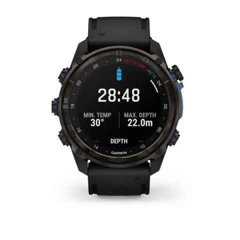 Смарт-часы Garmin Descent Mk3i (51 мм) карбоново-серые DLC титановые с черным силиконовым ремешком и Descent T2 Transceiver