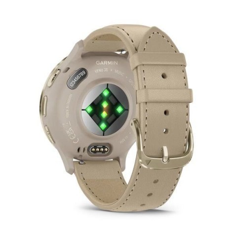 Спортивний годинник Garmin Venu 3S French Gray Soft Gold з шкіряним ремінцем 010-02785-55