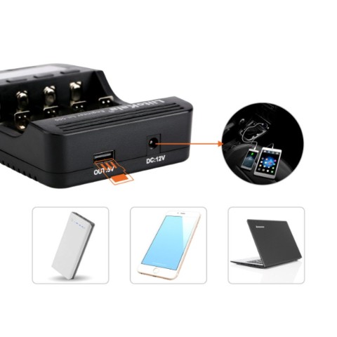 Зарядний пристрій Liitokala Lii-500, 4 канала, Ni-Mh/Li-ion, 220V/12V, Powerbank, Test, LCD, Box