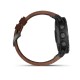 Смарт-годинник Garmin Fenix 5X Plus Sapphire сірий з коричневим шкіряним ремінцем