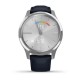 Смарт-годинник Garmin vivomove Luxe зі сріблястим корпусом та темно-синім ремінцем