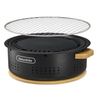 Настільна кругла піч із решіткою гриль та сковорідкою Naturehike CNK2550CF010, 36*32.6*12 см, хромоване залізо