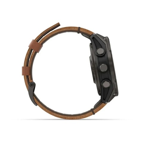 Смарт-часы Garmin fenix 8 Pro AMOLED (47 мм) Sapphire карбоново-серый DLC титан с каштановым кожаным ремешком