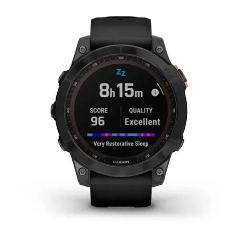 Смарт-часы Garmin fenix 7 Solar сланцево-серые с черным ремешком