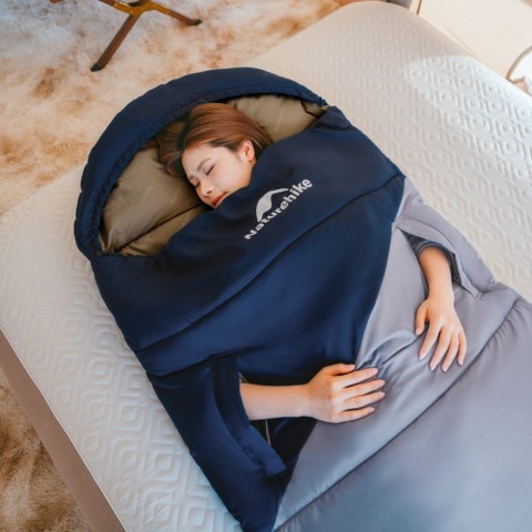 Спальник з капюшоном Naturehike Sunny Day PL02 U350 CNK2550WS028, (6°C), лівий, блакитно-синій