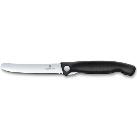 Нож кухонный складной Victorinox SwissClassic 11 см, скругленный, черный, блистер