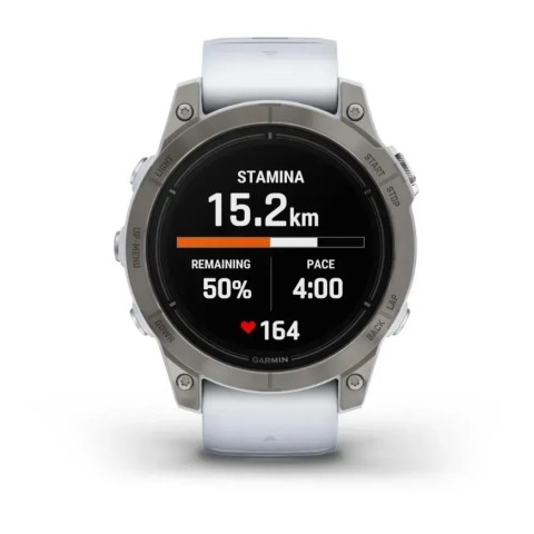 Смарт-годинник Garmin epix Pro Gen 2 Sapphire Edition (47мм) титановий з ремінцем кольору білого каменю