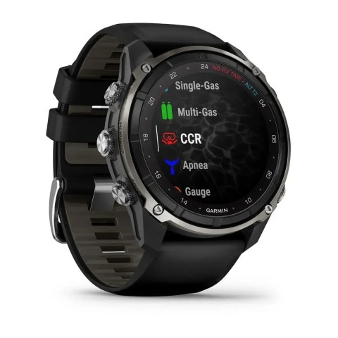 Смарт-часы Garmin Descent Mk3i (51 мм) серебрянно-черные PVD титановые с черно/серым силиконовым ремешком