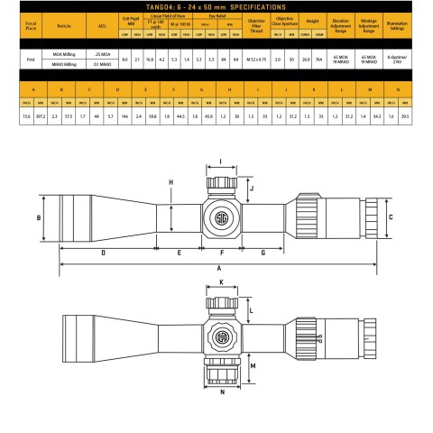 Прицел оптический Sig Optics TANGO4 6-24x50mm, 30mm, FFP, MRAD ILLUM RETICLE, SIDE FOCUS