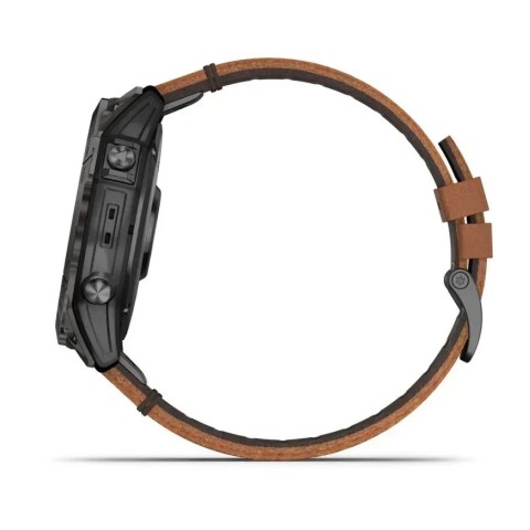 Смарт-часы Garmin epix Pro Gen 2 Sapphire Edition (51 мм) карбоново-серые титановые DLC с каштановым кожаным ремешком
