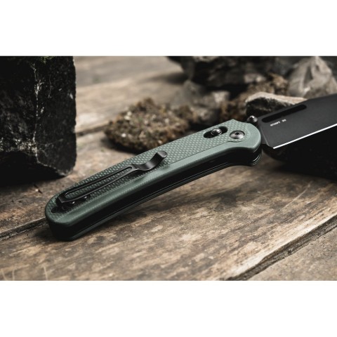 Ніж складаний туристичний Ganzo G768PT (8.8 см) D2 / G10 синьо-зелений, чорний клинок