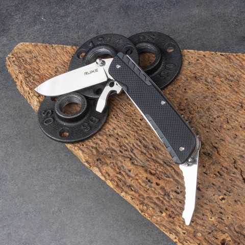 Багатофункціональний ніж Ruike Trekker LD21-B, (8.5 см) 12C27 / G10 чорний, 12 інстр.