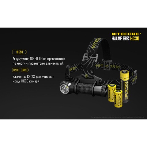 Фонарь налобный Nitecore HC30w (теплый свет)