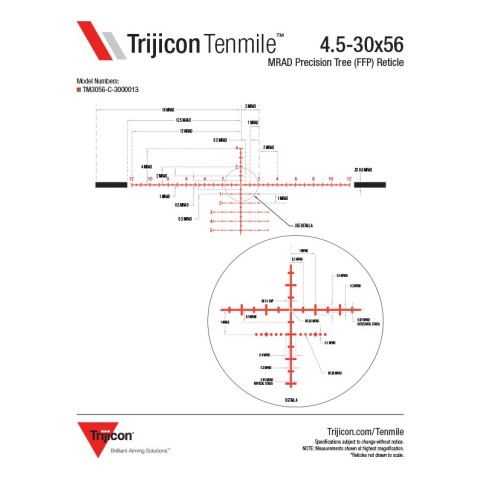 Прицел оптический TRIJICON Tenmile 4.5-30x56 (34 мм) Red/Green MRAD illum. Precision Tree FFP