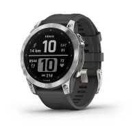 Смарт-часы Garmin fenix 7 серебристые с ремешком графитового цвета