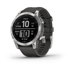 Смарт-часы Garmin fenix 7 серебристые с ремешком графитового цвета