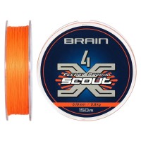 Шнур Brain Scout 4X 150m (fluoro Orange) 0.100mm 5.8kg